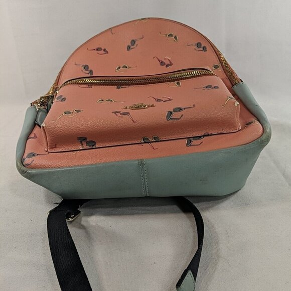 Coach Sunglasses Backpack Charlie Blue Pink Leather No. B1921-F75885 Print Bag - Picture 9 of 16